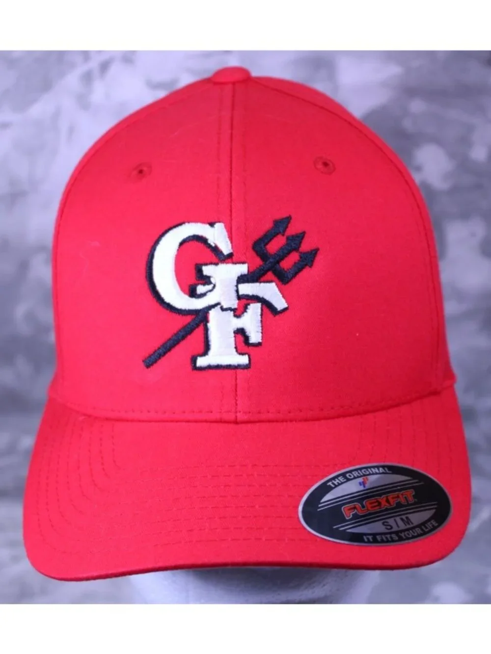 Port Authority Red GF Trident Logo FlexFit Hat Cap S/M